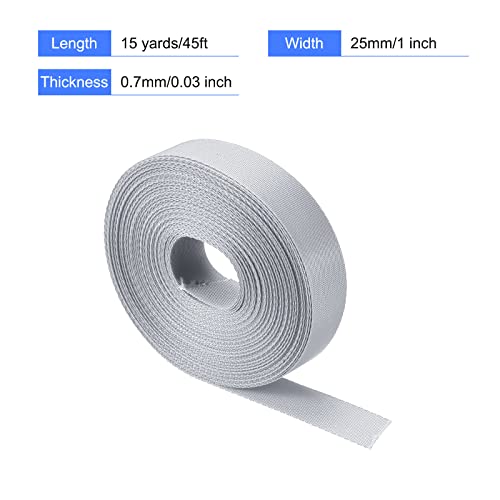 Image of MECCANIXITY Flat Nylon Webbing Strap 1 Inch 15 Yards Silver Tone for Backpack, Cargo Strap, Luggage-rack