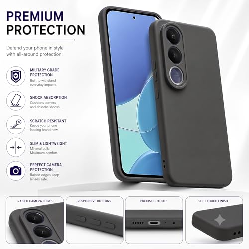 Image of FIRST MART Matte Silicone Back Cover for Vivo V70 FE - Black