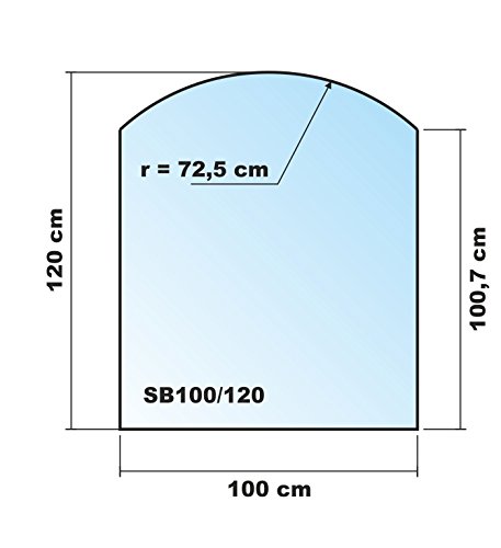 Funkenschutzplatte Segmentbogen 100x120cm Glas schwarz + Silikondichtung