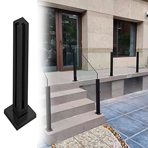 Postes de balaustrada de vidrio resistente de acero inoxidable negro para plataforma, pasillos, escaleras, poste de esquina, 60 cm