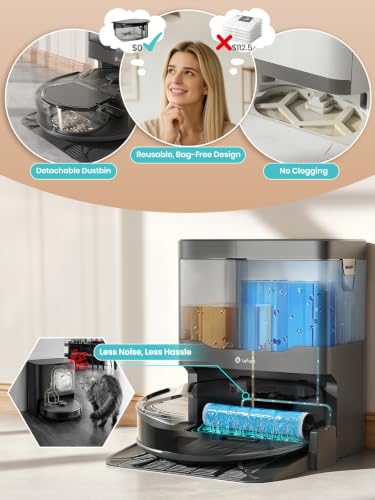 Image of Lefant Robot Vacuum and Mop, 20000Pa Strong Suction, Self-Cleaning Roller Mop with Auto Drying, LiDAR Navigation & Obstacle Avoidance, Tangle-Free Pet Hair, Slim, 5G WiFi, M210 Pro Omni-Dark Gray