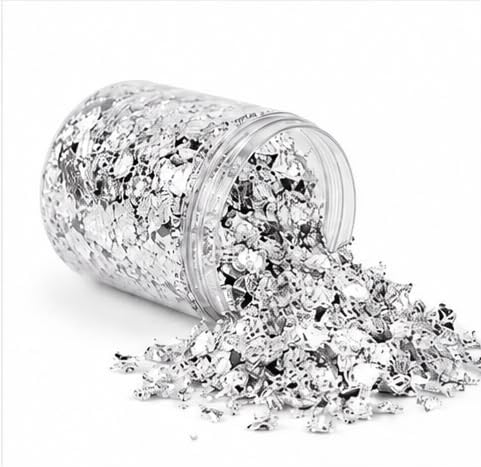 Metallic Silver Foil Flakes | Premium Silver Leaf Flakes for Resin Art, Epoxy Resin Molds, Nail Art, Canvas Painting, Jewelry Making & DIY Decorative Crafts (Storage Jar)-image-9