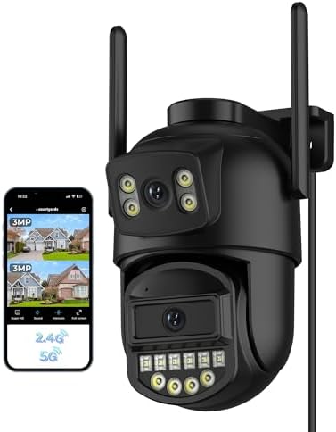 Camara Vigilancia WiFi Exterior, Doble Lente, 6MP, 2.4/5Ghz Camar...