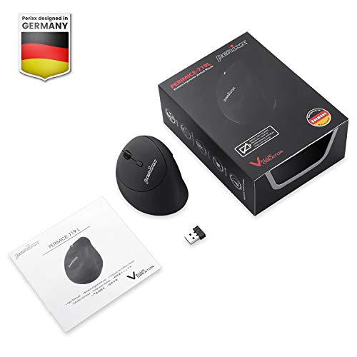 Perixx Perimice-719L, Left Handed Wireless Vertical Mouse, Portable Size For Laptops Computer, 3 Level Dpi #TOP5