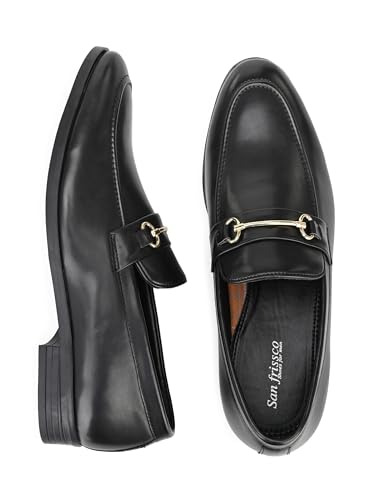 Image of San Frissco Men's Loafers Tan Handcrafted Formal Horsebit Shoes /Slip-on Shoe for Office, Wedding & Parties /Easy to Match Moccasins with Stylish Lightweight and Comfortable