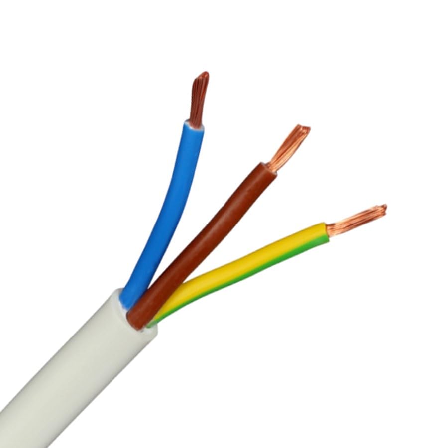2/3/4 CORE ELECTRICAL WHITE FLEX CABLE ROUND FLEXIBLE WIRE 0.75/1.0/1.5/2.5mm2 (3 Core 1.5mm (100m))