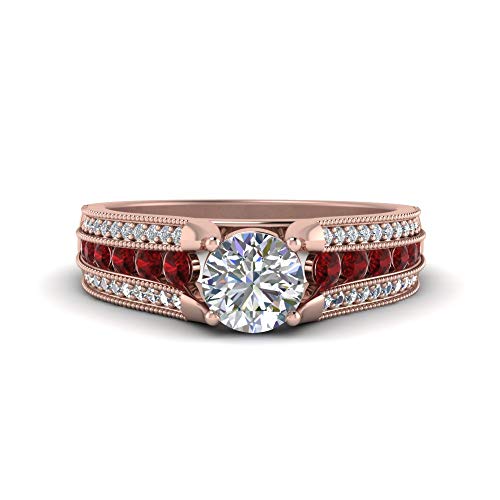 Anillos de compromiso milgrain antialérgicos en oro rosa para evitar el desgaste diario