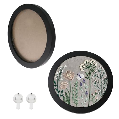 Image of Crapyt 2 PCS Embroidery Frame Cross Stitch Frame Round Wood Embroidery Frame for Cross Stitch and Artwork Display 9.13 inch Embroidery Hoops