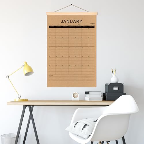 2026 Rustic Wooden Kraft Paper Hanger January 2026-August 2027 Monthly Desk or Wall Calendar Planner 18 Month Calendar With Wood Frame size 15.7x11.4inch