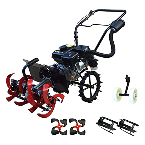 QILIN Escarificador Cesped Gasolina, Cultivador Multifunción, Motor de Cuatro Tiempos de 212cc, Cultivador de Jardín Ancho de Labranza 60cm / Profundidad de Labranza 20cm
