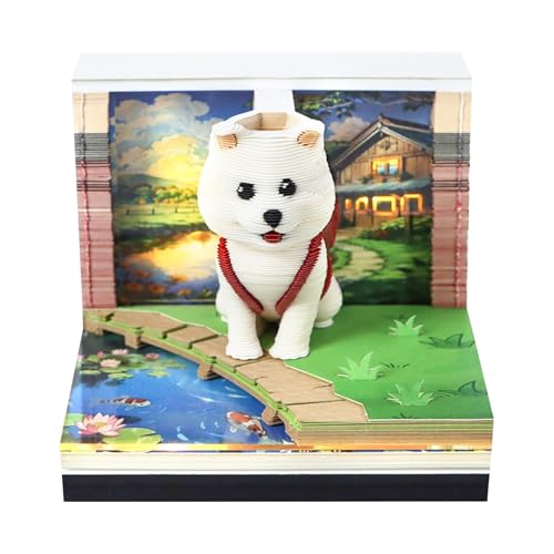 Calendario de escritorio 3D de perro que elimina el desorden decorando con escultura de papel 1