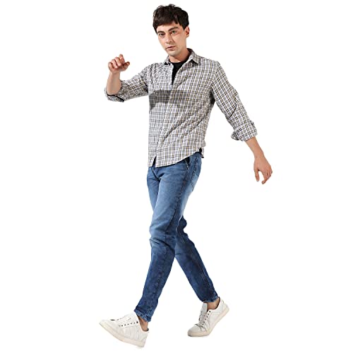 Image of CAHOOT Men's Button Up Shirt for Casual Wear | Regular Fit | Poly Lycra Shirt Crafted with Short Sleeve & Enhanced Stretch Comfort Fit for Everyday Wear