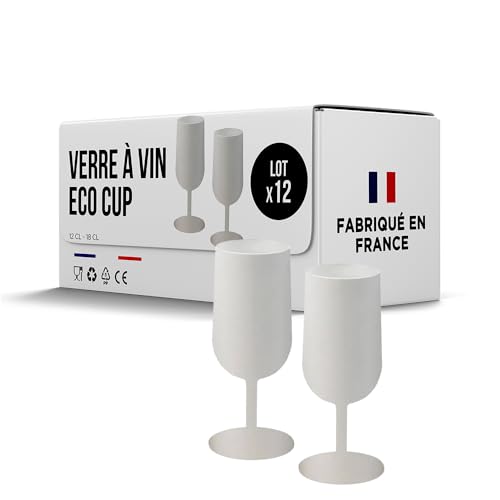SPARKLERS Club - Copas de vino reutilizables Eco Cup 12 cl (18 cl hasta el borde) fabricado en polipropileno, vidrio desechable y reutilizable de alta calidad (blanco, 12)