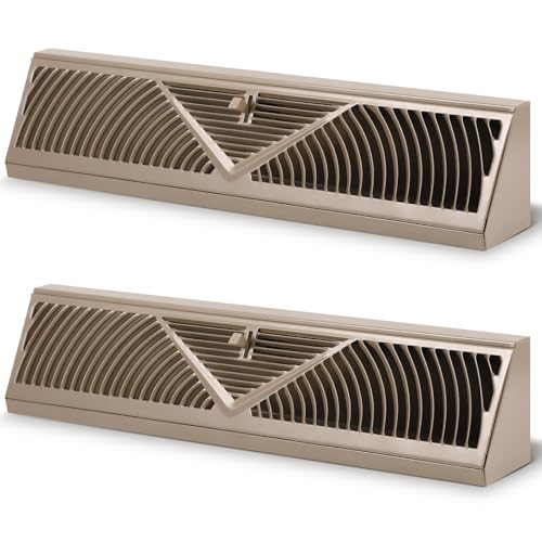 Yaocom 2 Pack Baseboard Register Vent 24 Inch Duct Opening Size Vent Covers for Home Floor Diffuser Wall Corner Baseboard Air Covers, Smooth Air Adjust Lever, Easy Install, Brown