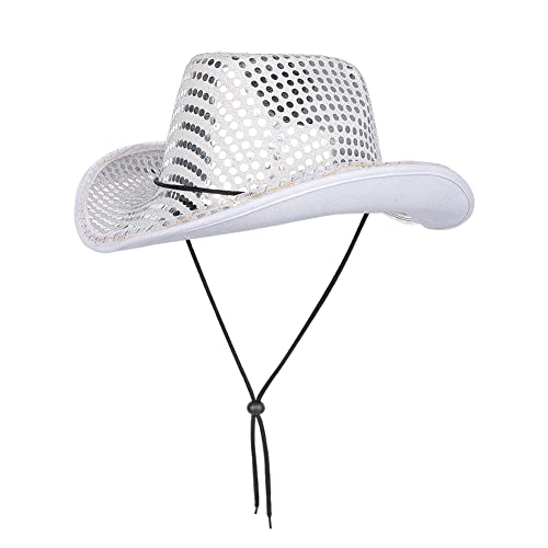 LED Lights Cowboy Hat LED Flashing Cap Hat Xmas Christmas Party Celebration Party Cosplay Western Cowboy Cowgirl Hats Festival Gift Foldable Wide Brim Caps Black - Image 2