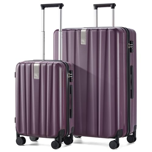 Image of Hanke Luggage Sets 2 piece Carry On Luggage with Wheels PC Hard Shell Suitcases Lightweight Checked Travel Luggage Large Travel Suitcase Woman Men 20 /29 Inch（Purple）