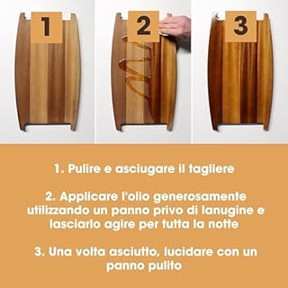 Olio per Tagliere - Olio minerale sicuro per gli alimenti per proteggere e ripristinare i taglieri in legno, ceppi da macellaio, piani di lavoro - 250 ml