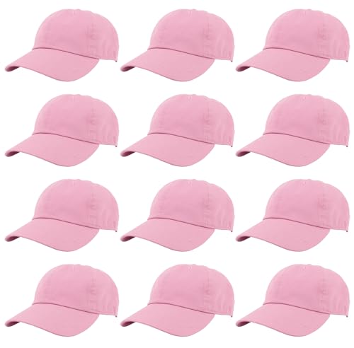 Image of Gelante Baseball Caps Hats 100% Cotton Plain Blank Adjustable Size Wholesale Bulk of 12 Pack