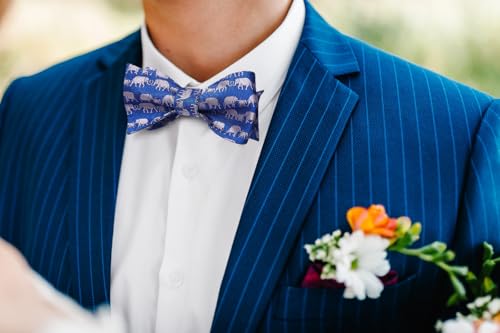 Image of HISDERN Bow Ties for Men Self Tie Animal Bowties Pocket Square Woven Silk Fun Bowtie Handkerchief Set for Wedding Party