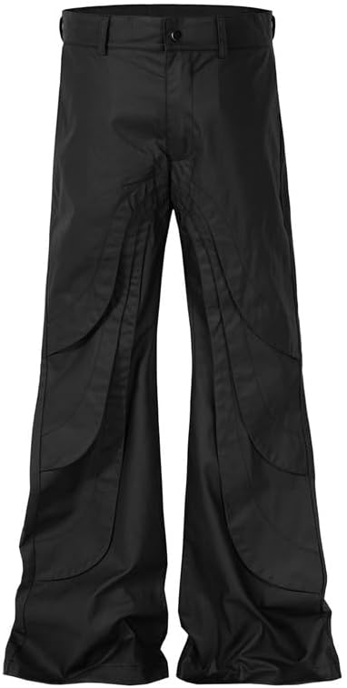 [たけち] ユニセックス パッチワーク ブラック カジュアル 万能パンツ(XL)