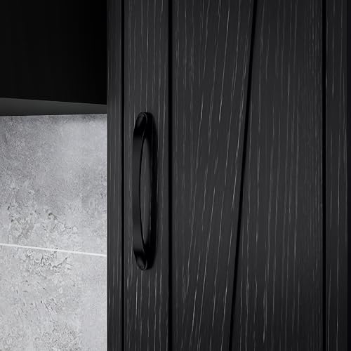 Miniatura 9 de Homcom Columna De Baño Estrecha Con 2 Puertas Armario Alto De Baño Rústico Con Cajón Compartimento Abierto Estantes Ajustables Y Portarrollos 20x20x185 Cm Negro