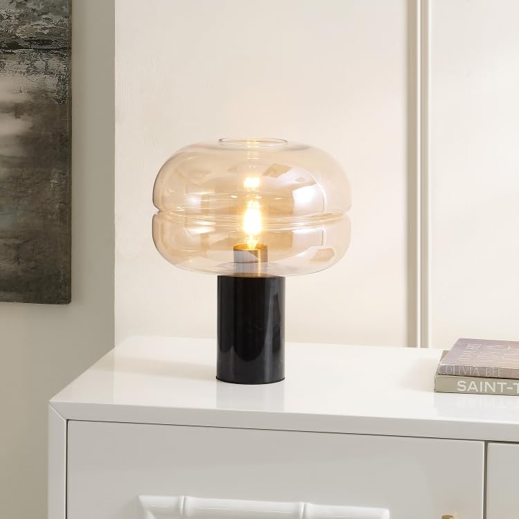 SAFAVIEH Modern Glas Tischlampe, Schwarzer Marmor
