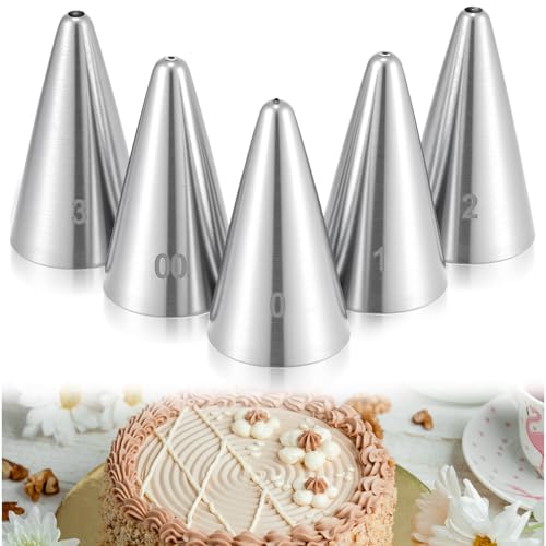 5Pcs Small Writing Piping Tip Round Icing Tips, Cake Decorating Supplies Piping Tips, Piping Nozzles Decorating Tips, Baking Tools For Buttercream, Icing, Birthday Cake, Cupcake, DIY Art