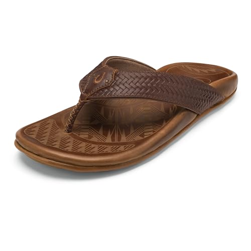 Image of OluKai Mea Ola Men's Leather Beach Sandals, Soft & Durable Flip Flops