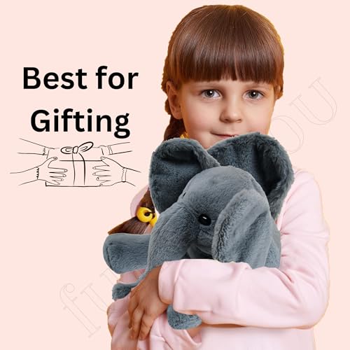 Image of Fun4you Fluppy Sitting Elephant Stuffed Plush, Super Soft Cuddly Elephant for Kids, Baby, Boys, Girls |Cute Birthday Gifts, Plush Animal, Huggable Soft Toy | Valentine Day Gift for Him & Her (40cm)