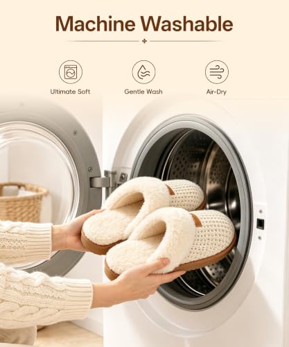 Image of Litfun Fuzzy Memory Foam Slippers for Women Indoor Outdoor House Shoes