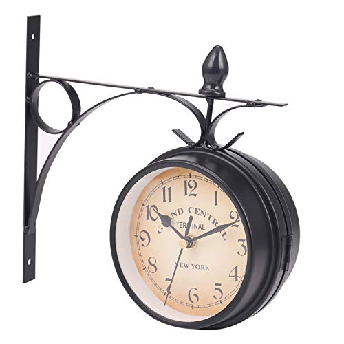 Giilayky Horloge Murale Double Face de Style Européen Horloges Classiques Créatives Monochrome