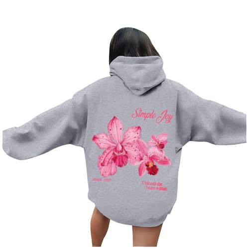 Sweat à capuche décontracté à manches longues et coupe fluide femme