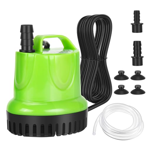 25W Submersible Water Pump 1200L/H High Flow Submersible Pumps Dry Burning Protection with Ultra Quiet Design for Fountains,Fish Tank,Hydroponics, Ponds, Aquariums (Including 1m Water Pipe)