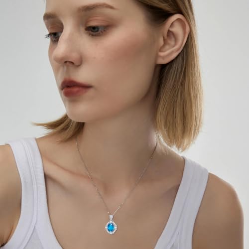 London Blue Topaz Necklace 925 Sterling Silver Oval Cut Gemstone Pendant Necklace For Women2