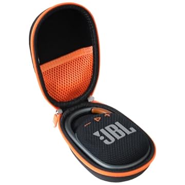 Hermitshell Capa rígida de viagem para JBL Clip 4 / JBL Clip 5 Mini alto-falante Bluetooth portátil (preto + laranja)