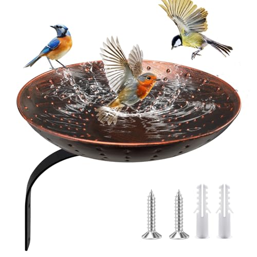 Rétro Abreuvoir Oiseaux Exterieur, Métal Mangeoire Oiseaux Exterieur Suspendues, 27cm Bains pour Oiseaux Sauvages, Baignoire Oiseaux Exterieur, Abreuvoir...