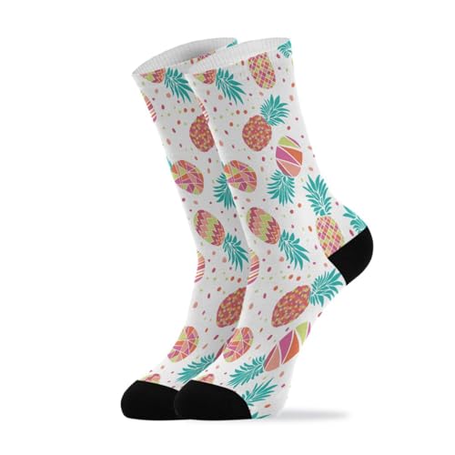 40Cm Calcetines Running Transpirables Calcetines Altos Hombres Absorbentes Del Sudor Calcetine Media Caña Piña Colorida De Verano Para Tennis Uso Multiestación Unisex