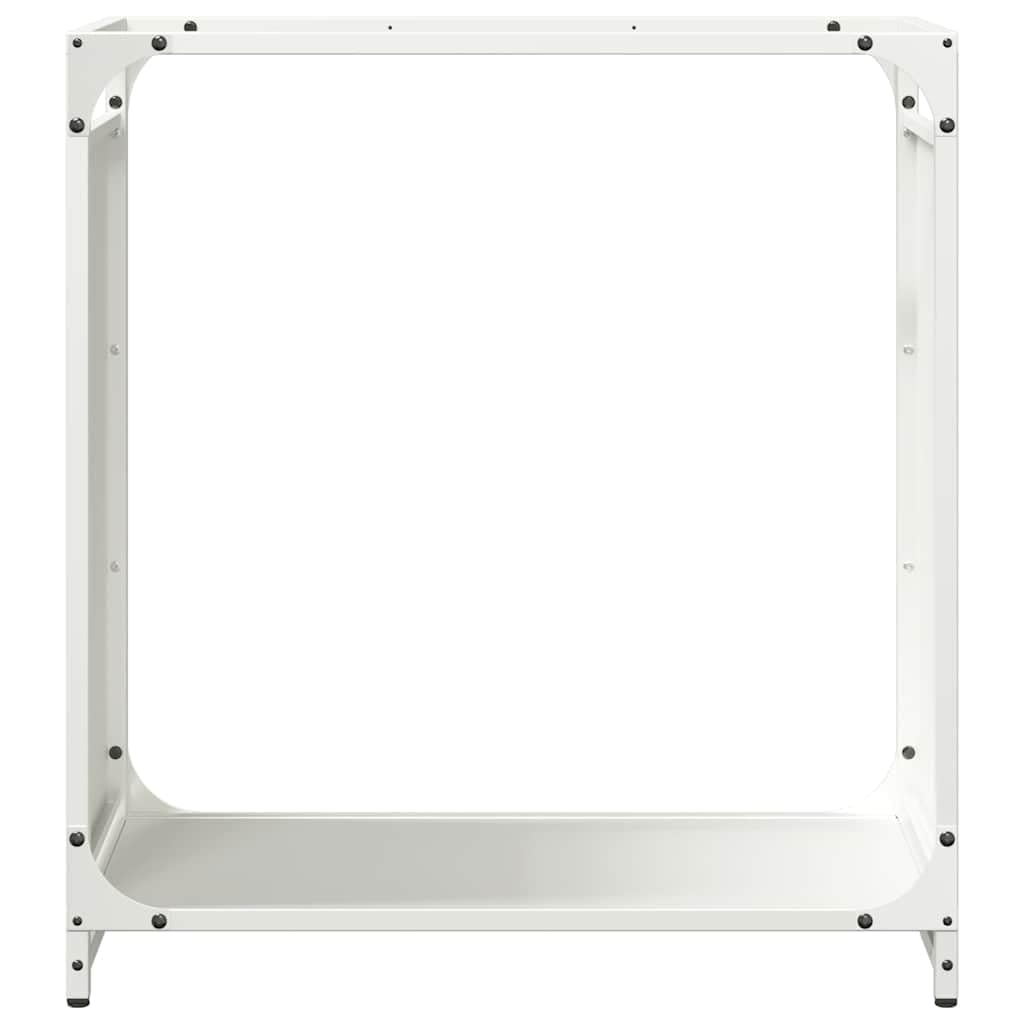 Brennholzregal Weiß aus kaltgewalztem Stahl 60 x 28 x 65 cm, 60 kg Tragkraft, Kaminholzregal für Feuerholz, Holzregal und Brennholzständer für Innenbereich, Wohnzimmer, Kamin und Ofen