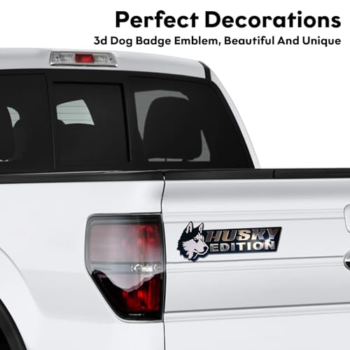 Image of Dog Edition 3D Car Badge, Laser Cutting Metal Emblem, Cute Dogs Decals (Husky)