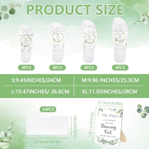 24 Pairs Wedding Flip Flops Bulk Gifts for Guests, Wholesale Sandals with Size Cards Drawstring Bags and A Wedding Sign for Pool Beach Dancing Party3