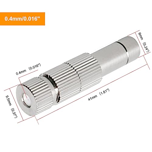 Wexecon 20pcs Brass Mister Nozzles, 6mm Misting Nozzles for Outdoor Cooling System, Landscaping, Air Humidification, Greenhouse Irrigation (with Filter, 0.016"/0.4mm Orifice)