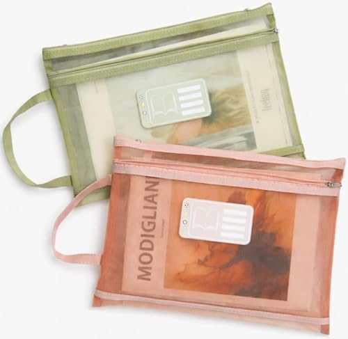 Image of Shuttle Art A4 Waterproof Mesh Zipper Document Pouch Clear PVC File Organizer with Handle Transparent Zip Folder Bag for School Office Travel Pastel Document Holder Stationery Storage Envelope Case