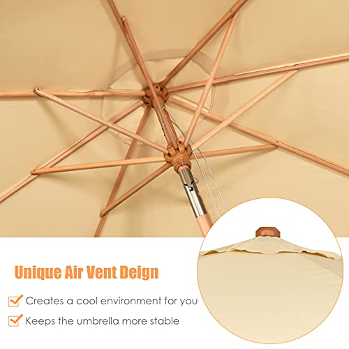 GIANTEX 3 m parasols voor buiten, 2-in-1, kantelbaar, afsluitbaar, 8 lamellen, 48 mm, met zonneklep voor regen en zon… - Afbeelding 4