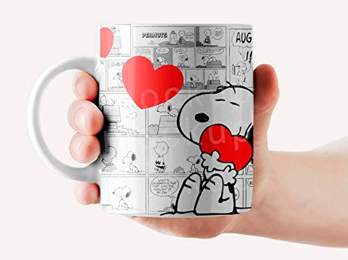 Snoopy Charlie Brown Cartoon Love - Tazza da caffè e tè in ceramica, regalo - 330 ml