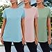 SUNBS Womens 3 Pack T-Shirts Short Sleeve Summer Tops Fashion Basic Tees Comfy Casual Vacation Outfits Workout Clothes 2025 BluePinkGreen L