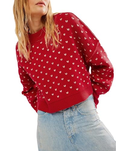 Antnation Women's Oversized Polka Dot Knit Sweater...