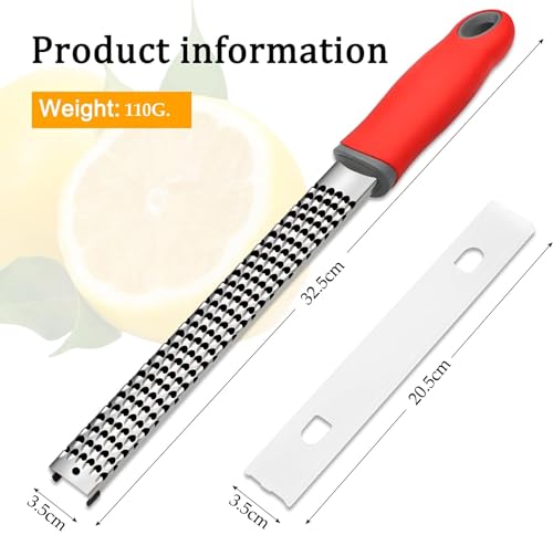 Image of Baskety Stainless Steel Zester Grater Handheld for Lemon, Cheese, Ginger, Garlic, Vegetables & Fruits - 1 Piece (Red)
