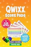 Qwixx Score Pads: Small Format Qwixx Dice Game Colored Score Sheets For Scorekeeping With 400 Qwixx Score Cards, 6 x 9 Inches Travel Size