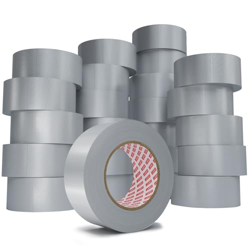 SWRT 24-Pack 9 Mil Silver Heavy Duty Duct Tape Strong Adhesive, 2 Inch x 720 Yd Duct Heavy Duty Waterproof All Weather Gray Duct Tape No Residue Sealing & Patching for Indoor&Outdoor Repair