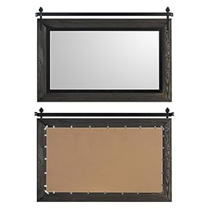 YOSHOOT Farmhouse Barn Door Mirror, 48"x30" Rustic Bathroom Mirror, Wood Frame Wall Mirror, Wooden Mirror for Living Room Bedroom Entryway Wall Décor, Horizontal Hanging ONLY YOSHOOT Farmhouse Barn Door Mirror 48×30 Rustic Bathroom Mirror Wood Frame Wall Mirror Wooden Mirror for Living Room Bedroom Entryway Wall Decor Horizontal Hanging ONLY